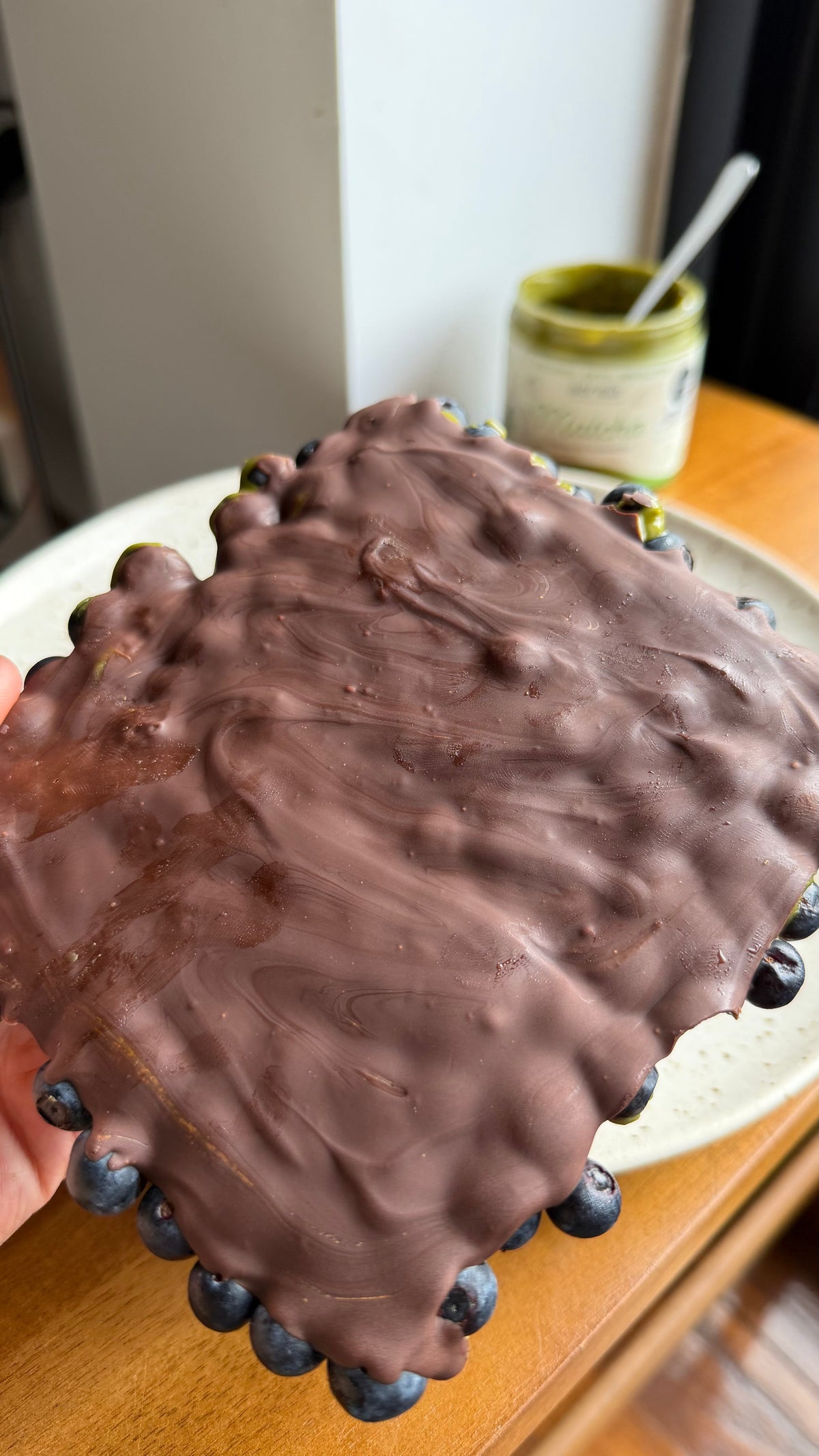 Bark de blueberries con matcha