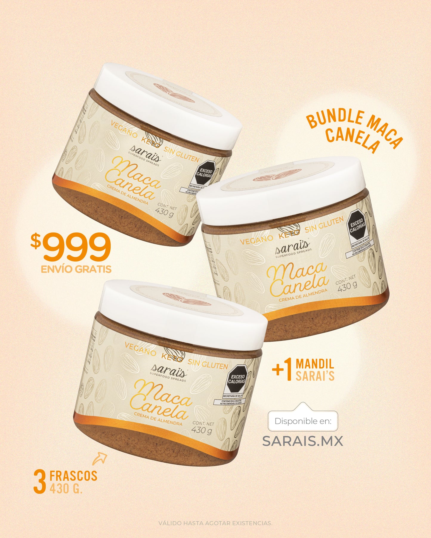 Bundle 3 frascos Maca Canela 430 g