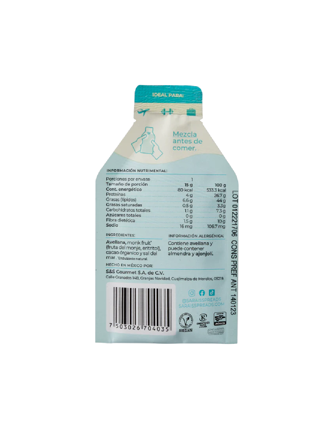 Sachet  Crema de Avellana con cacao 15g