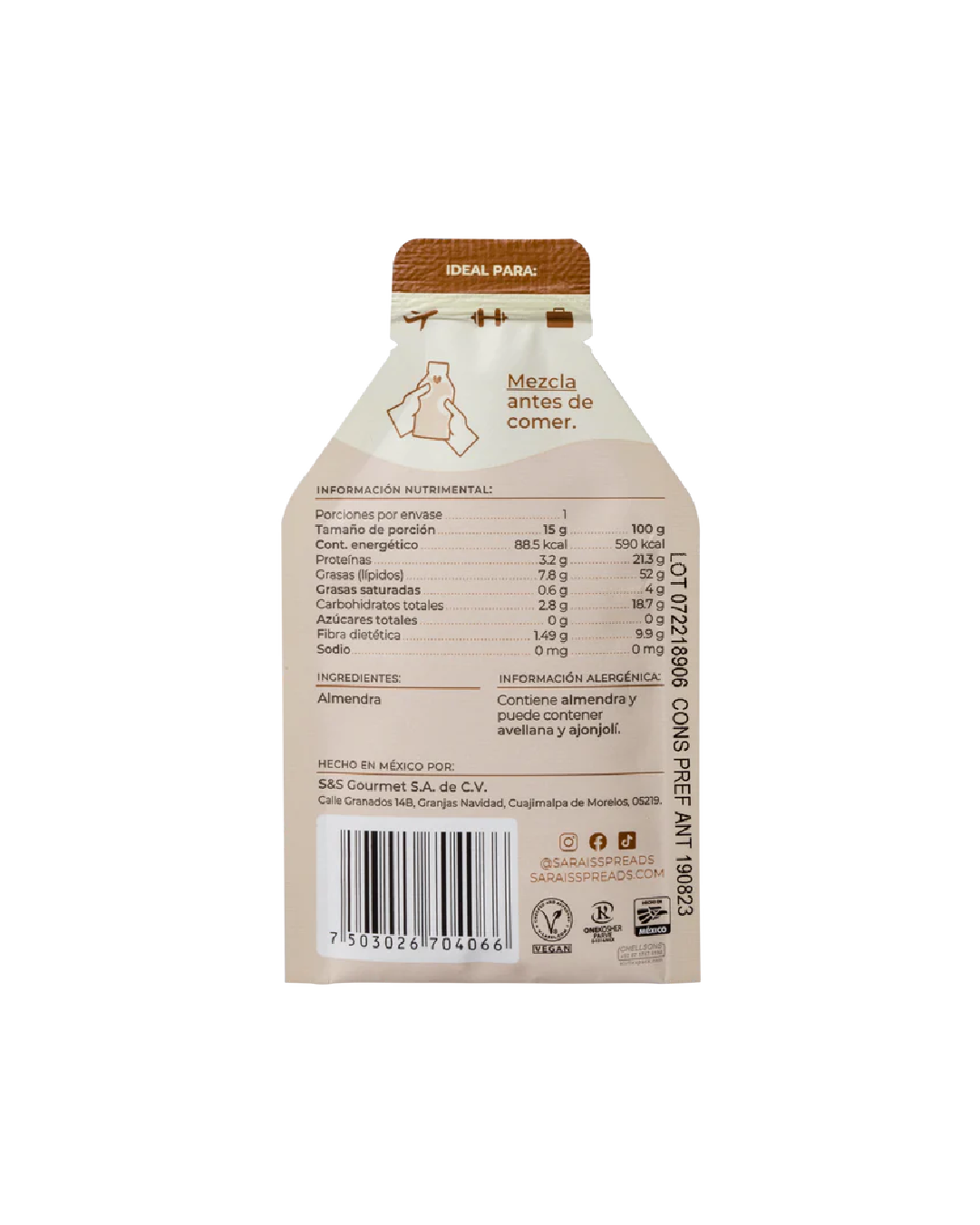 Sachet de Crema de Almendra 15g