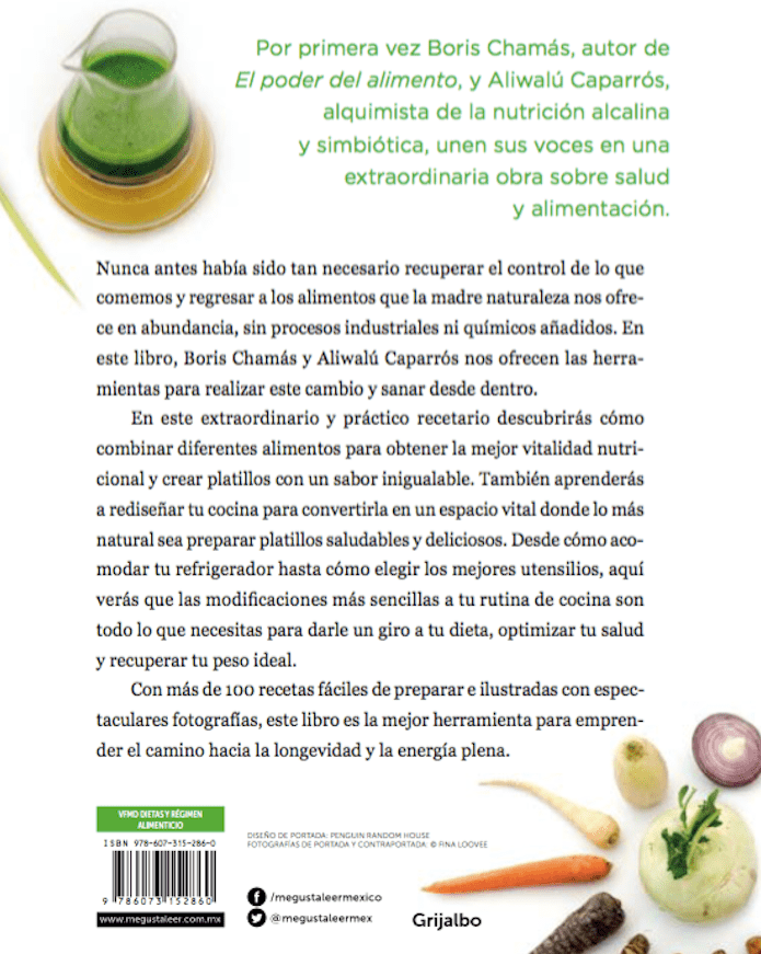 Sinopsis del recetario de Cocina El Poder del Alimento Cocona vital By Boris Chamas y Aliwalú Caparros